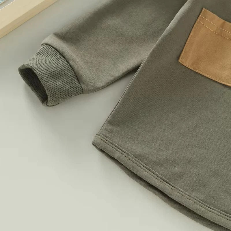 Efterårsoutfit til små drenge Pullover og stribede bukser, sæt med 2