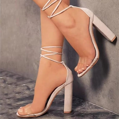 Elegant Women’s Stiletto Heels – Lace-Up Peep Toe Sandals