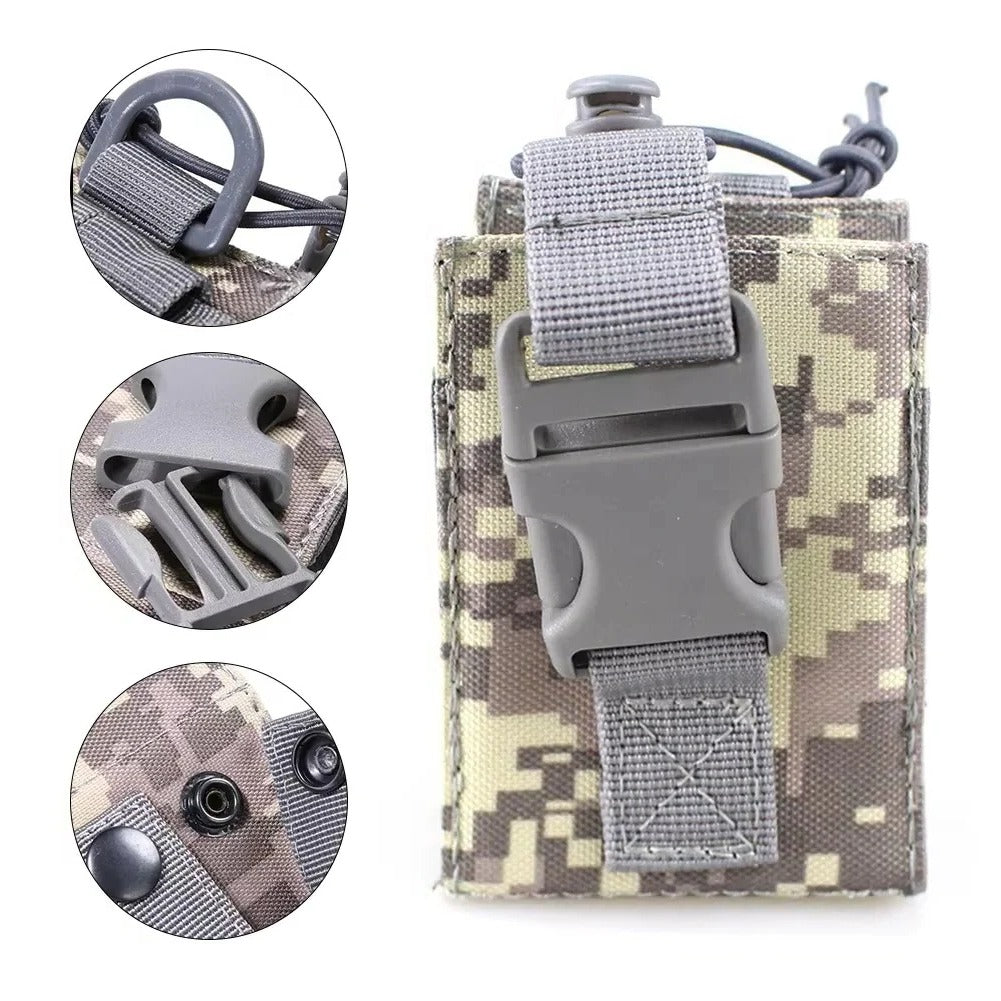 Durable 600D MOLLE Radio Holder Tactical Waist Carry Walkie Talkie Pouch