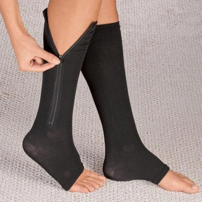 Easy-Wear Zipper Compression Socks – Firm 20-30 mmHg Support