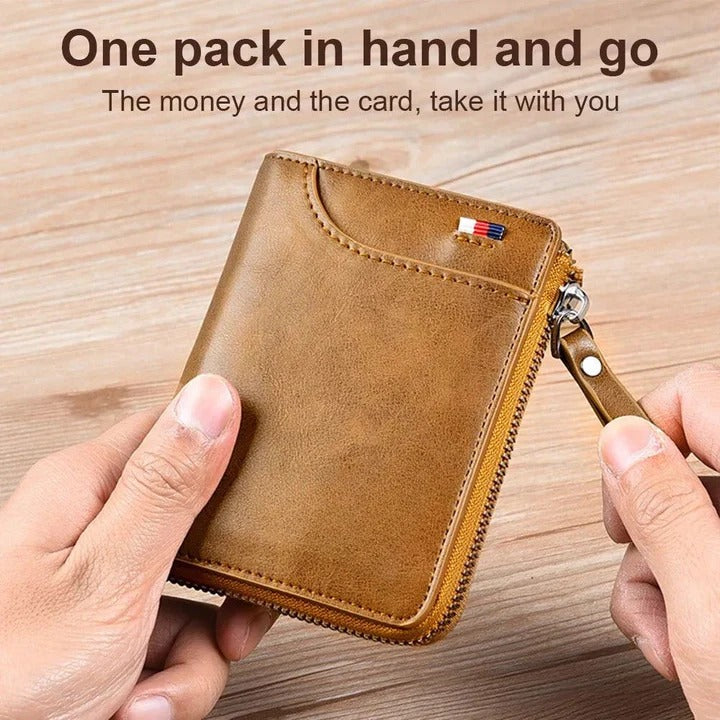 RFID-blockierende Reißverschluss-Geldbörse für Herren mit Multi-Kartenhalter-Design