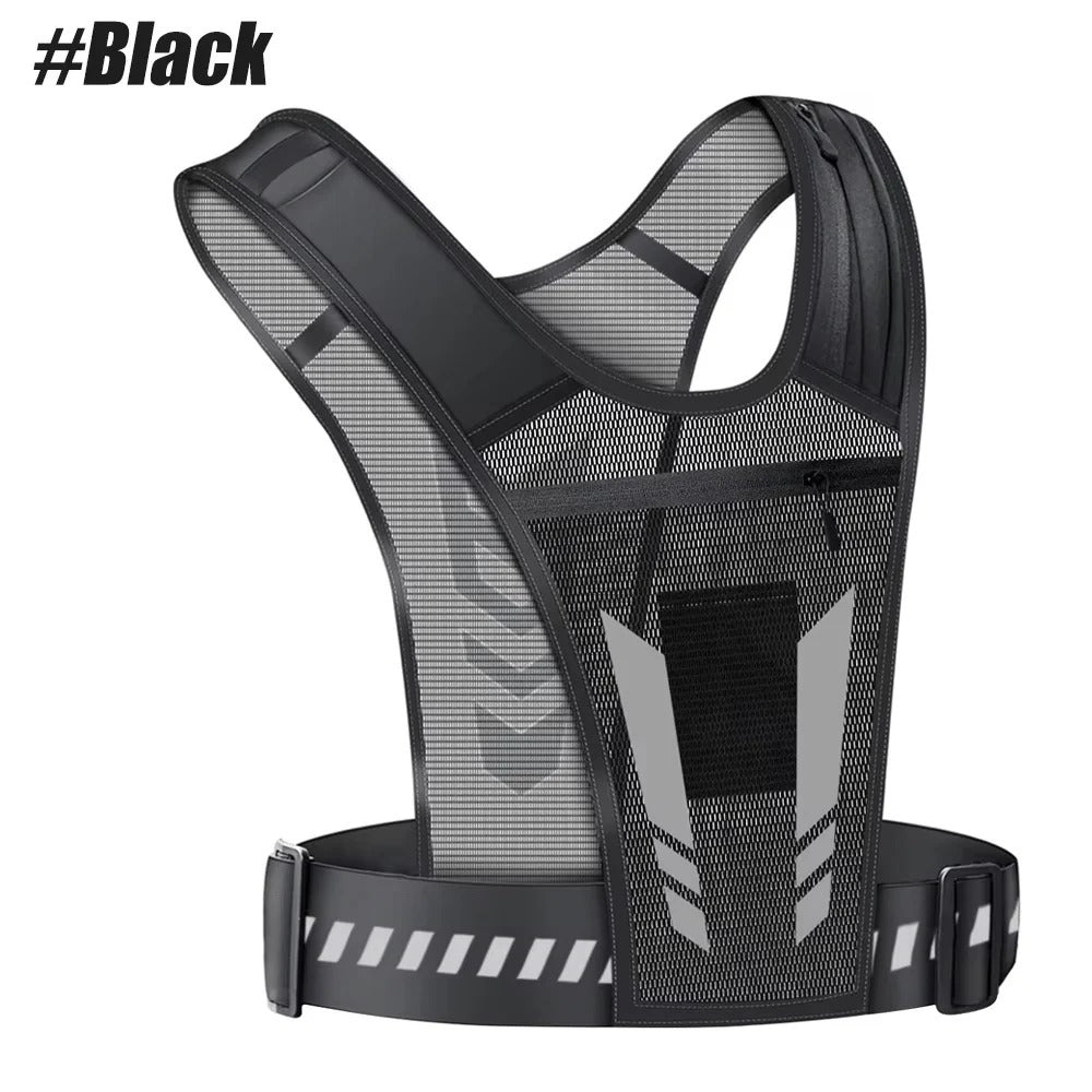 Adjustable Reflective Running Vest with Secure Phone Pocket
