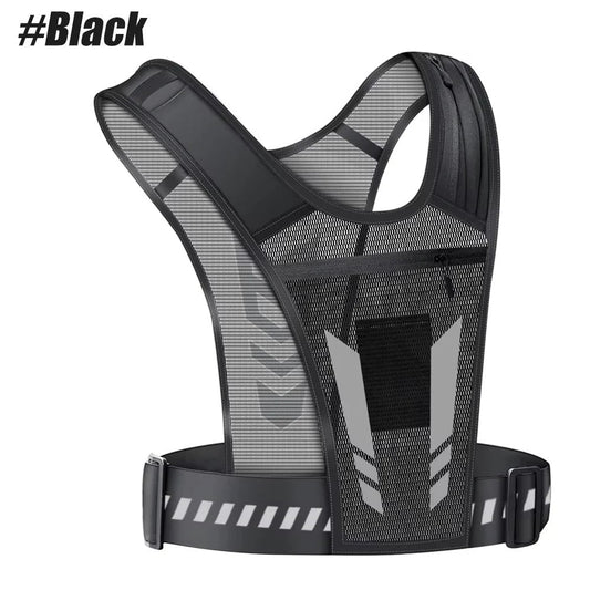 Adjustable Reflective Running Vest with Secure Phone Pocket