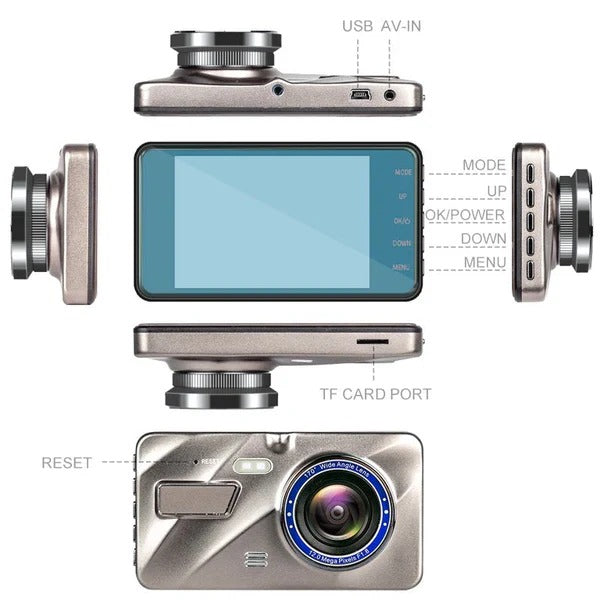 Dual Front & Rear Dash Cam with Night Vision 1080p HD