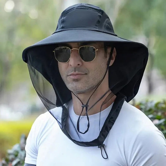 Outdoor Wide Brim Hat with Mesh Net for Sun and Insect Protection