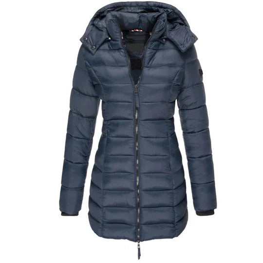 Bequeme Daunenjacke mit Kapuze und Reißverschluss