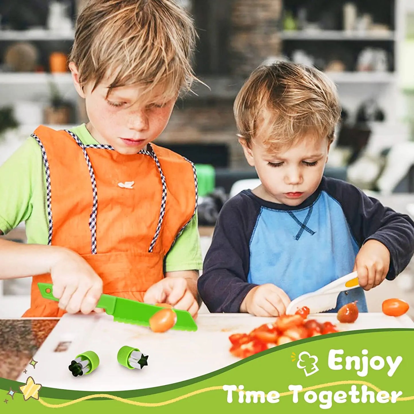 Kinderkookset met peutermessen - veilige snijdset voor mini-chefs