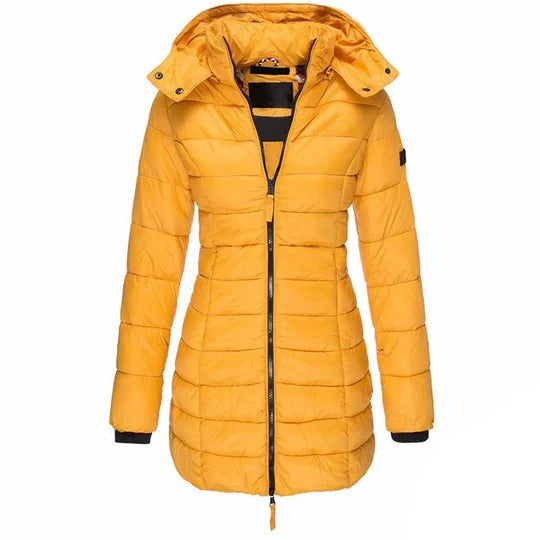 Bequeme Daunenjacke mit Kapuze und Reißverschluss