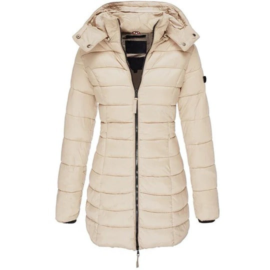 Bequeme Daunenjacke mit Kapuze und Reißverschluss