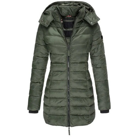 Bequeme Daunenjacke mit Kapuze und Reißverschluss