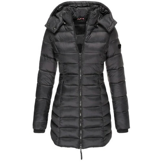 Bequeme Daunenjacke mit Kapuze und Reißverschluss