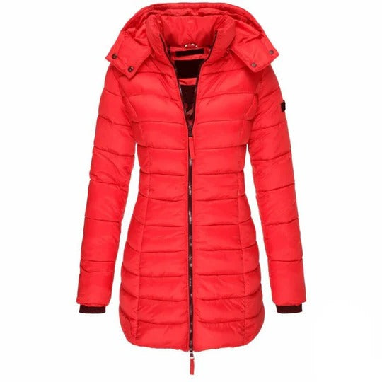 Bequeme Daunenjacke mit Kapuze und Reißverschluss