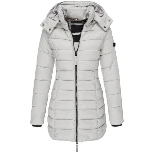 Bequeme Daunenjacke mit Kapuze und Reißverschluss