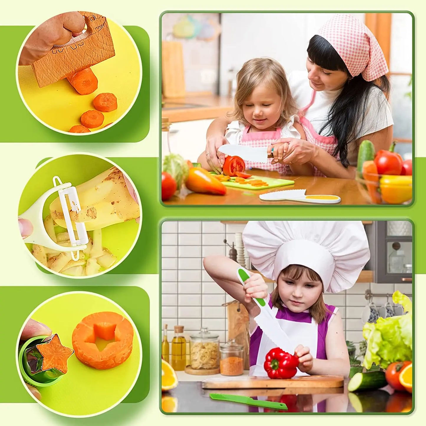 Kinderkookset met peutermessen - veilige snijdset voor mini-chefs