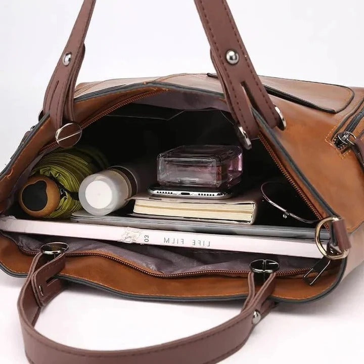Classic Leather Handbag with Minimalist Design