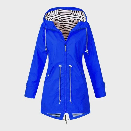Stylish Long Rain Jacket for Women – Windproof & Waterproof Design