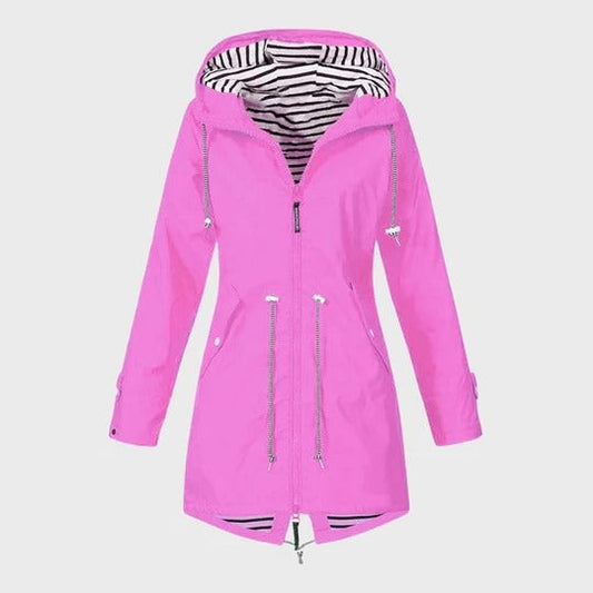 Stylish Long Rain Jacket for Women – Windproof & Waterproof Design