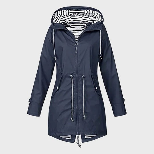 Stylish Long Rain Jacket for Women – Windproof & Waterproof Design