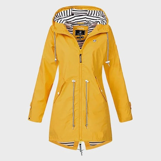 Stylish Long Rain Jacket for Women – Windproof & Waterproof Design