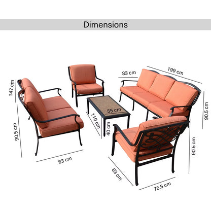 Auresta 5-Piece Outdoor Sofa Set in Orange with Coffee Table
