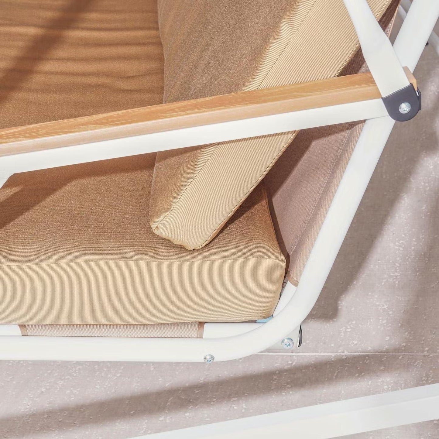 Averra 3-Seater Brown Outdoor Swing Chair, Steel Frame with Cushions and Canopy