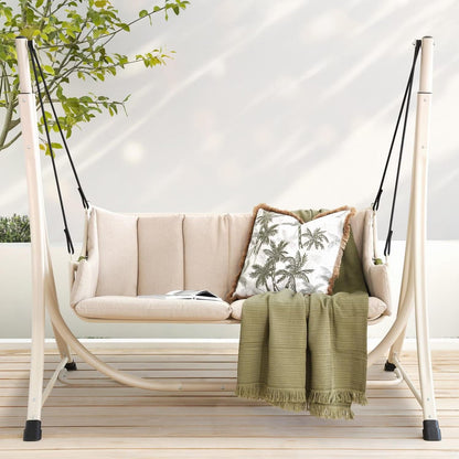 Lunara beige 2-zits buitenschommel met zachte bekleding