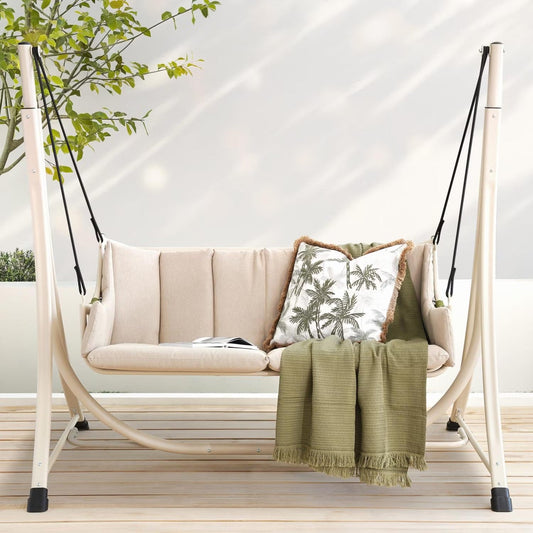 Lunara Beige 2-Sitzer Outdoor-Schaukel mit weicher Polsterung