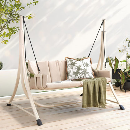 Lunara beige 2-zits buitenschommel met zachte bekleding