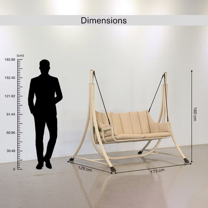 Lunara beige 2-zits buitenschommel met zachte bekleding