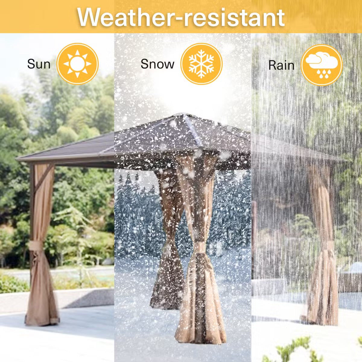 Seranta brun udendørs pavillon med net og aluminiumsramme