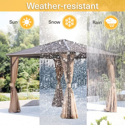 Seranta brun udendørs pavillon med net og aluminiumsramme