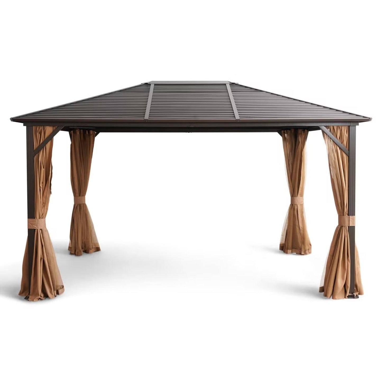 Seranta brun udendørs pavillon med net og aluminiumsramme