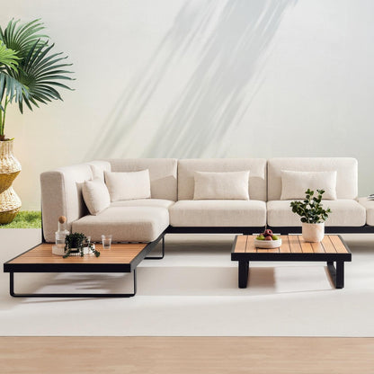 Solvara Luxe 8-Seater Outdoor Corner Sofa Set, Beige