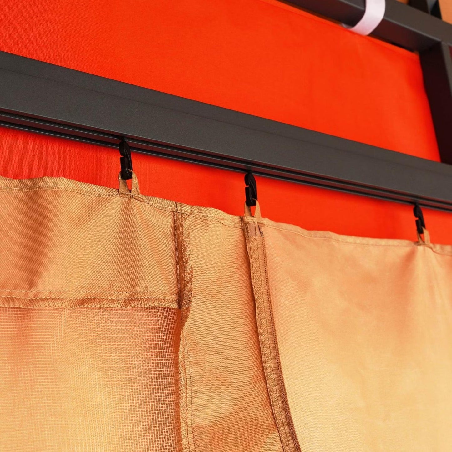 Sorana 3x3m Outdoor Gazebo with Seating and Table, Beige & Orange