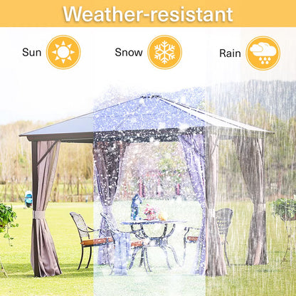 Trevana 3x3m braunes Outdoor-Pavillon mit Netz und Deckenhaken