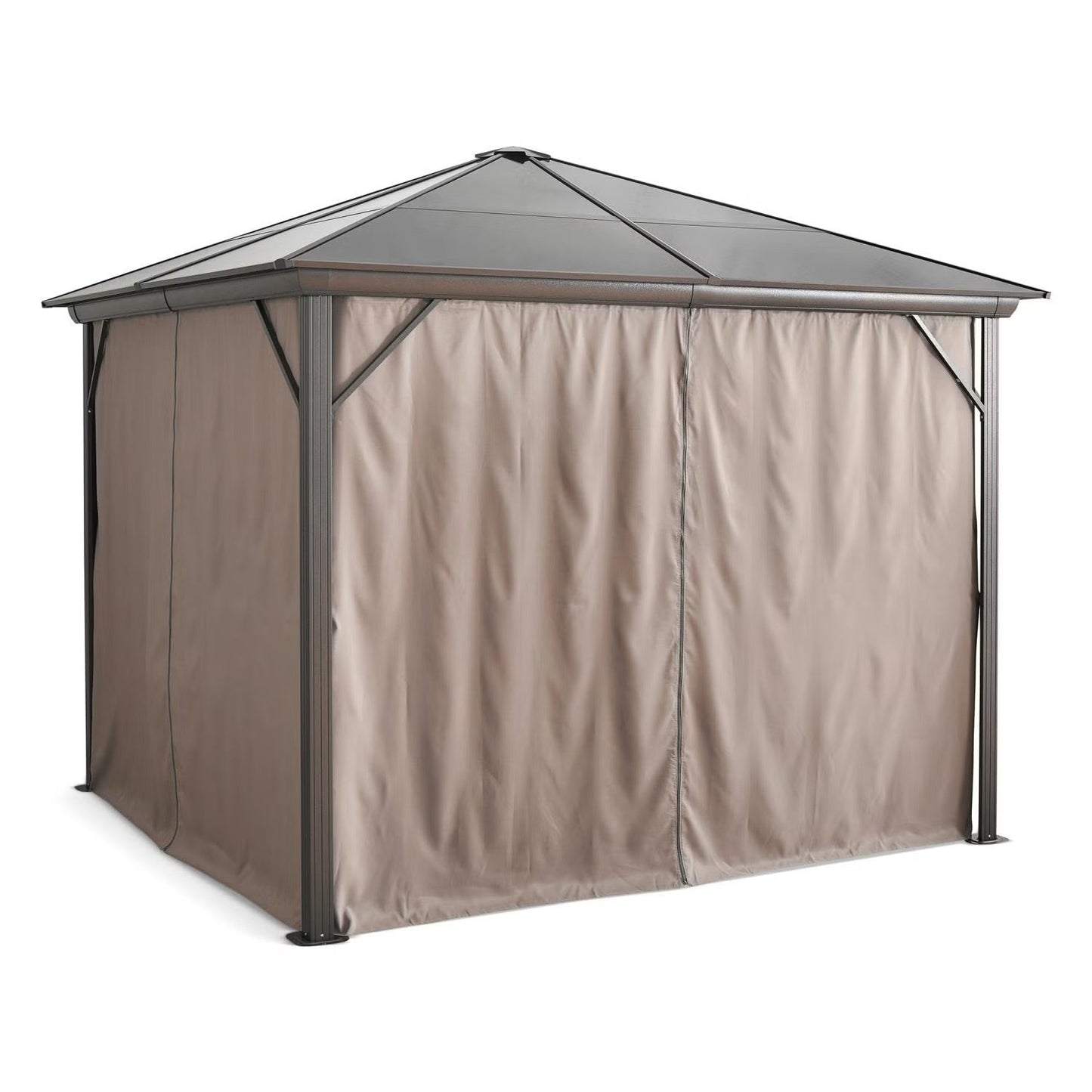 Trevana 3x3m braunes Outdoor-Pavillon mit Netz und Deckenhaken