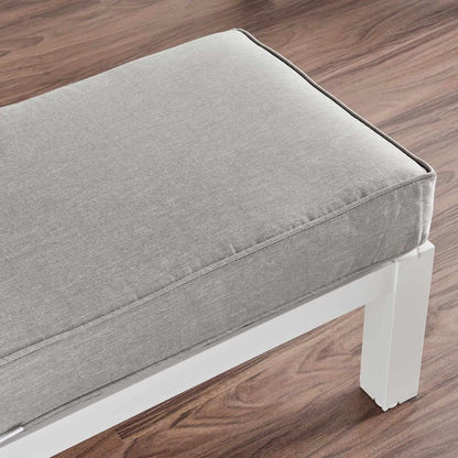 Valencia 5-zits buitenbankstel met bank en hefbare tafel in beige en wit