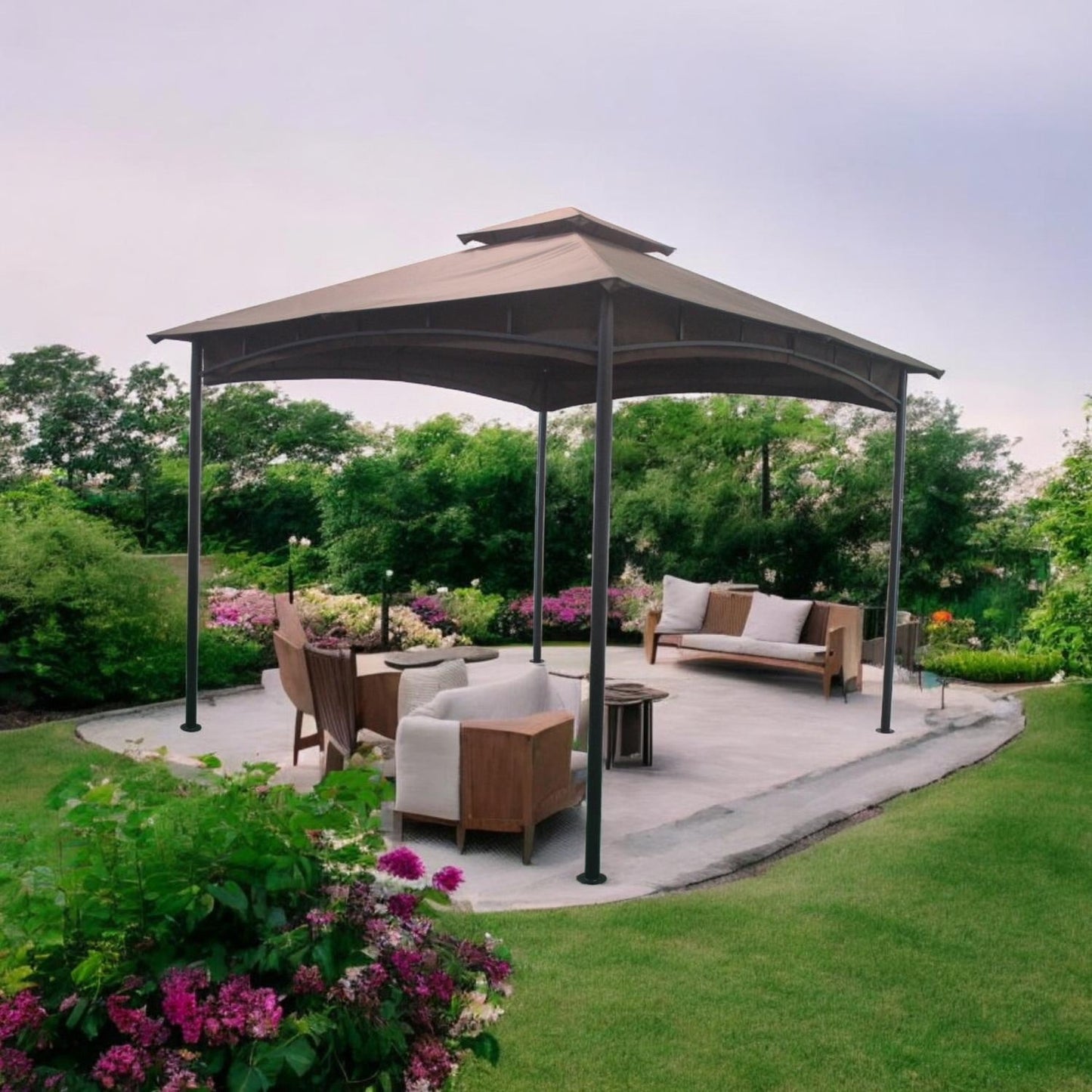 Valetta 3x3m Bruine Buiten Stalen Prieel, Weerbestendig Doek