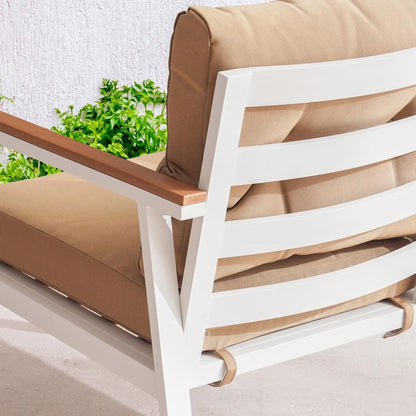 Verano 5-zits buitenbankset in bruin met salontafel