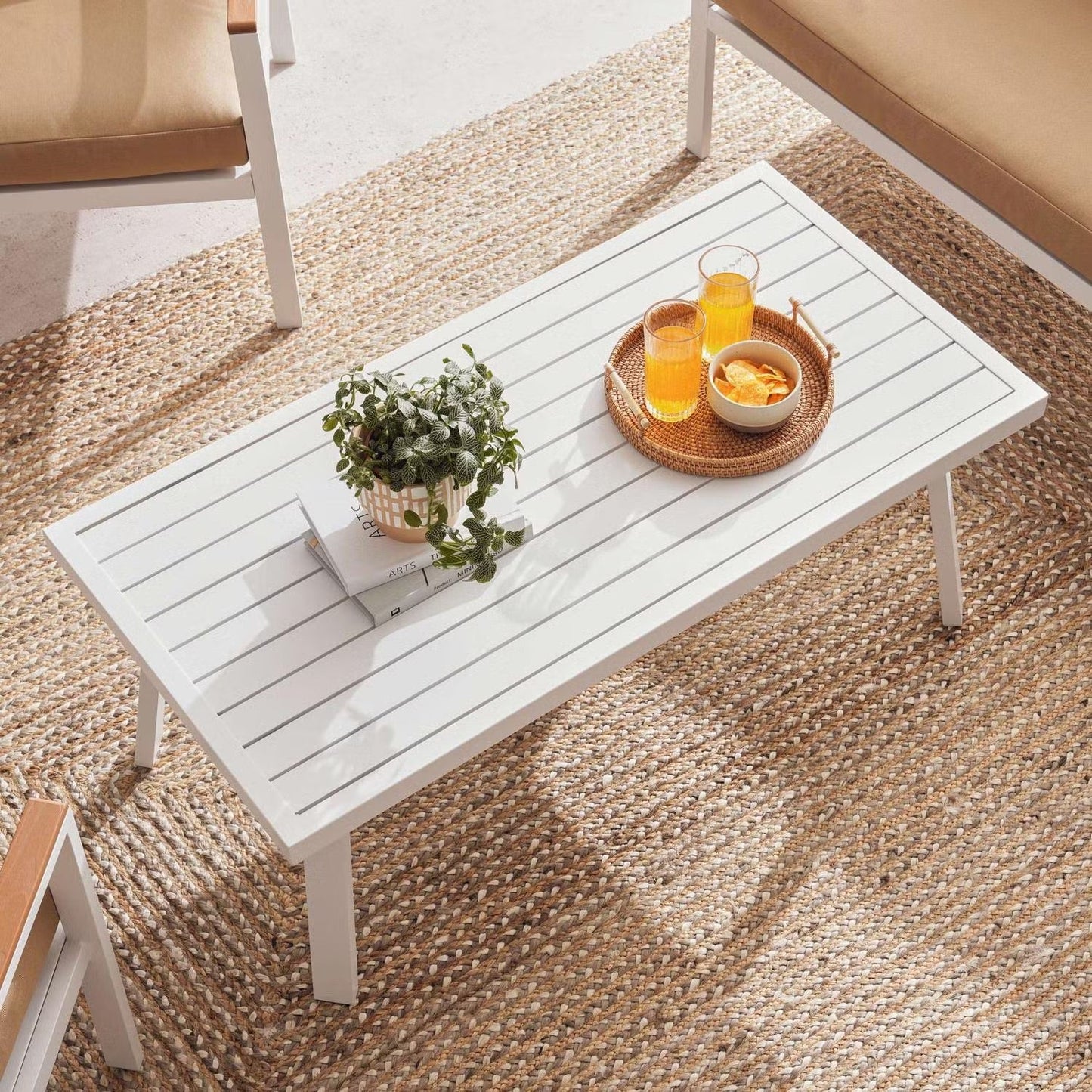 Verano 5-zits buitenbankset in bruin met salontafel