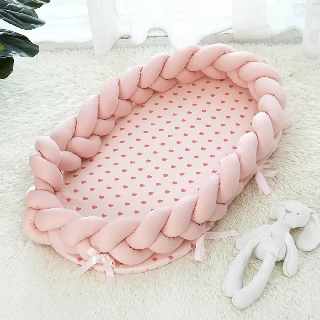Gezellige Baby Pod – Baby Nest Gebreide Mozesmand voor Pasgeborenen in Zachte Katoen