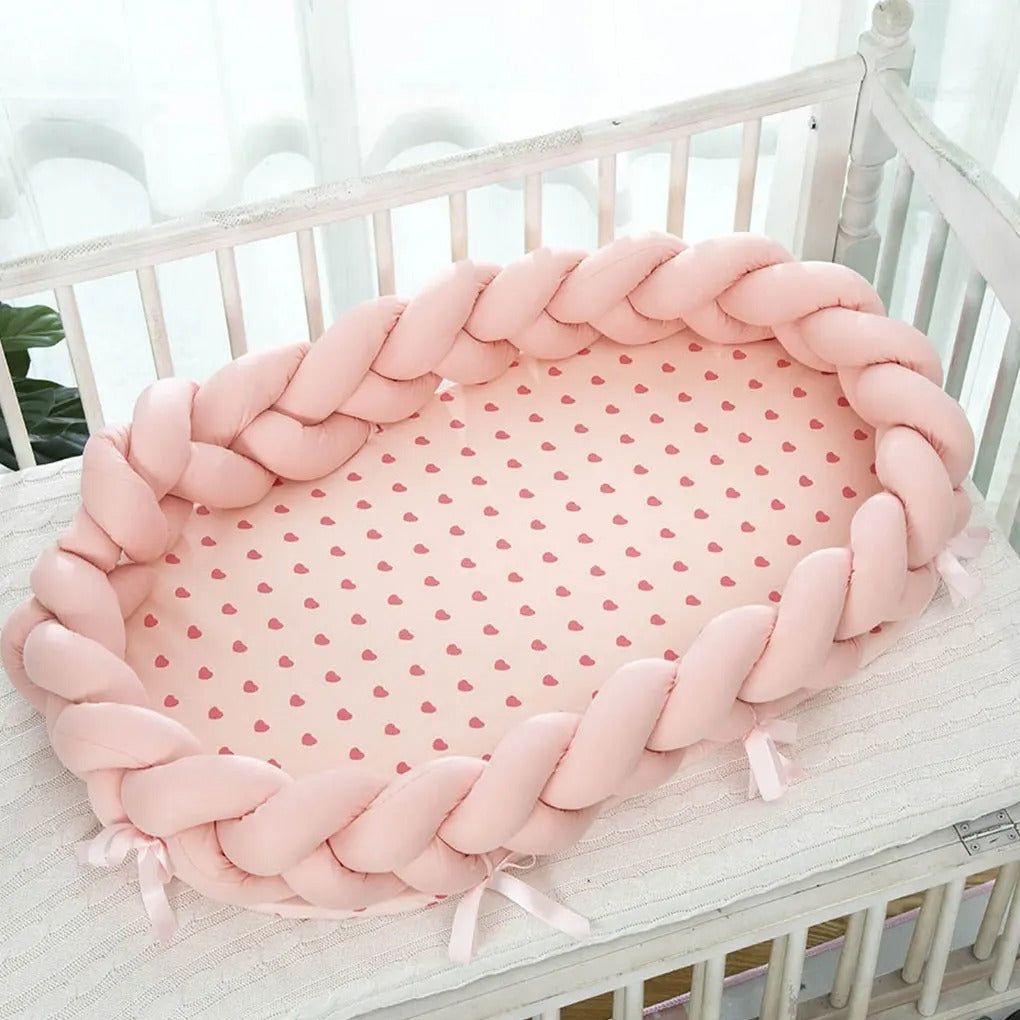 Gezellige Baby Pod – Baby Nest Gebreide Mozesmand voor Pasgeborenen in Zachte Katoen