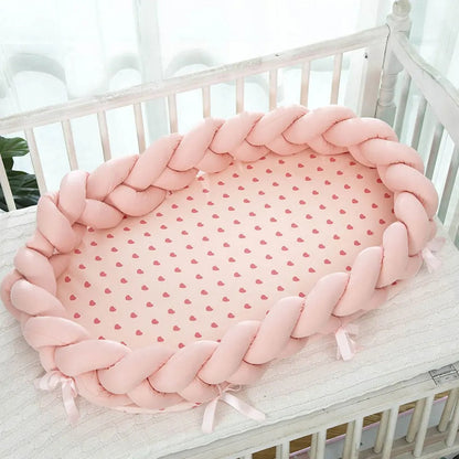 Gezellige Baby Pod – Baby Nest Gebreide Mozesmand voor Pasgeborenen in Zachte Katoen
