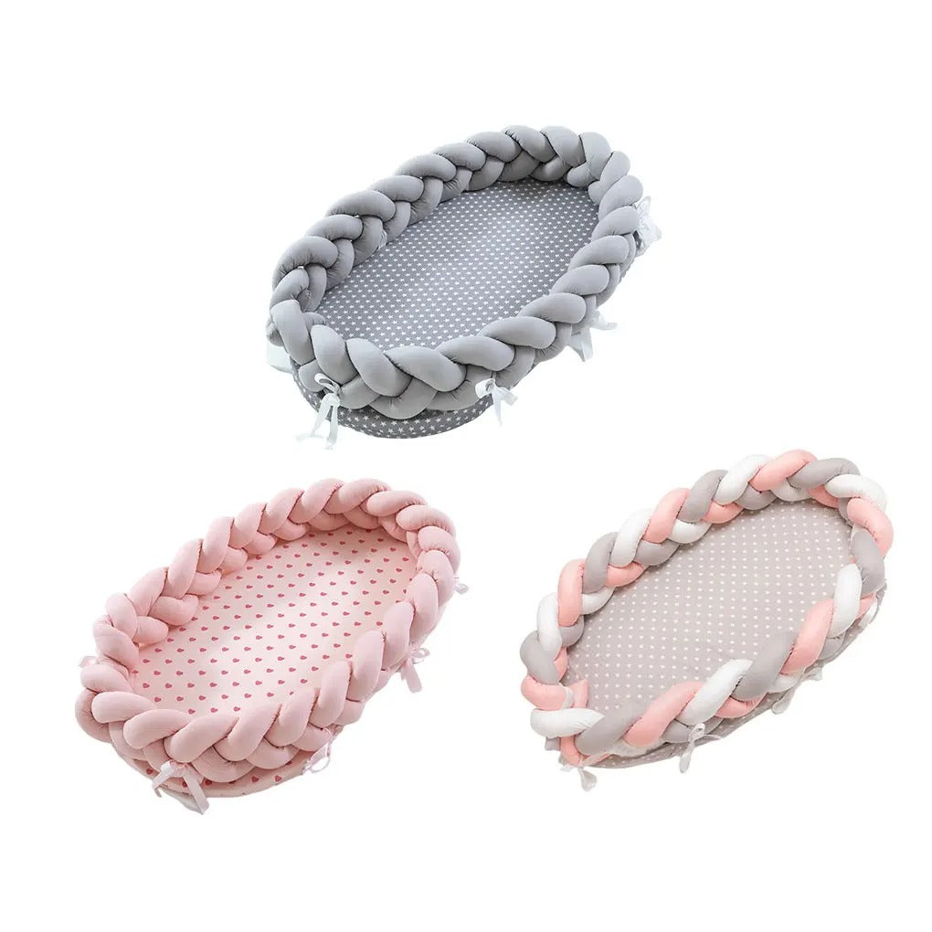 Gezellige Baby Pod – Baby Nest Gebreide Mozesmand voor Pasgeborenen in Zachte Katoen