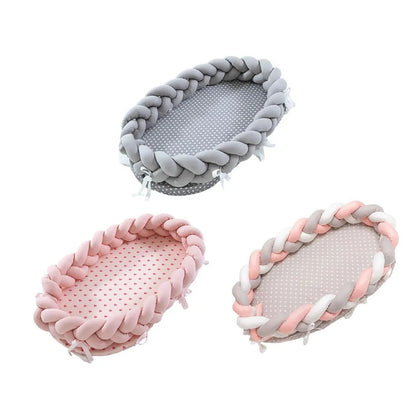 Gezellige Baby Pod – Baby Nest Gebreide Mozesmand voor Pasgeborenen in Zachte Katoen