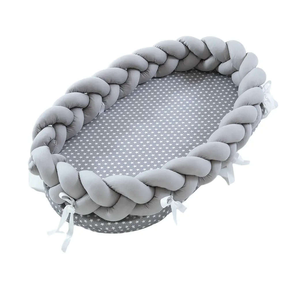 Gezellige Baby Pod – Baby Nest Gebreide Mozesmand voor Pasgeborenen in Zachte Katoen