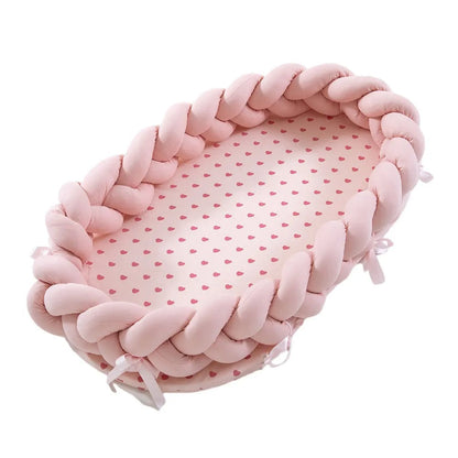 Gezellige Baby Pod – Baby Nest Gebreide Mozesmand voor Pasgeborenen in Zachte Katoen