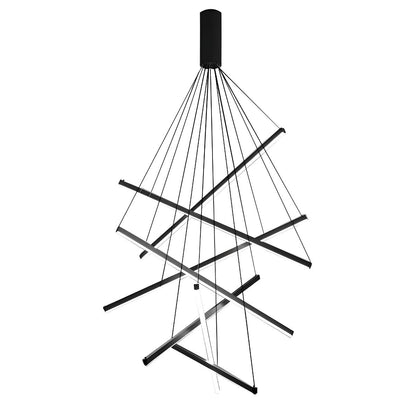 Minimalistische Strip Traploze Dimmen LED Zwarte Moderne Kroonluchter met Afstandsbediening