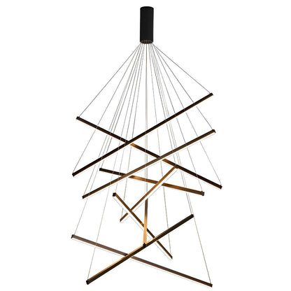 Minimalistische Strip Traploze Dimmen LED Zwarte Moderne Kroonluchter met Afstandsbediening