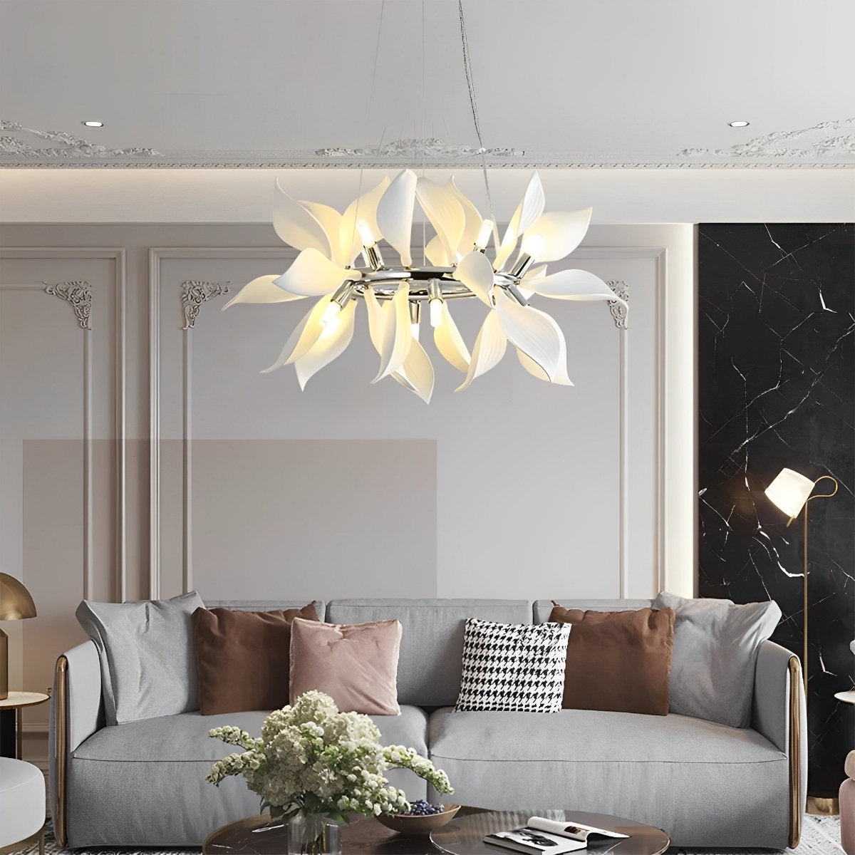 Moderne keramische bloemkunst kroonluchter verlichting